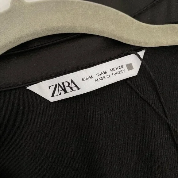 NWOT Zara Ruched Front Satin Black Mini Dress Size Medium - Picture 5 of 5